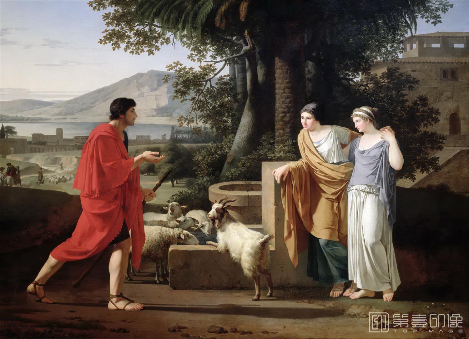 油画-卢浮宫-Гоффье, Луи (1761 Ла Рошель - 1801 Флоренция)Иаков и дочери Лавана-1897